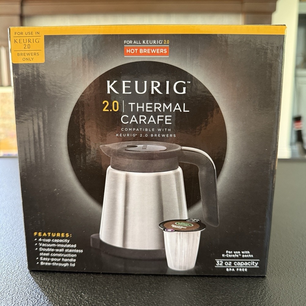 Keurig 2.0 Thermal Carafe Hot‎ Brewers 32 Oz K-Carafe Stainless Steel 4-Cup NEW